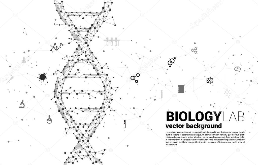 vector DNA genetic structure from dot connect line polygon with icon. background concept for biotechnology and biology scientific.