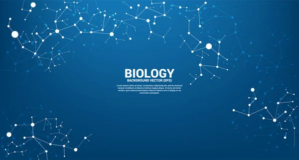 Línea Red Conectando Molécula Puntos Sobre Fondo Azul Concepto Biología — Vector de stock