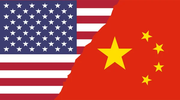 Bandera América China Concepto Fondo Para Competencia Nacional — Vector de stock