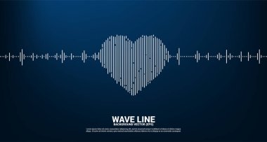 Ses dalgası kalp ikonu Müzik Dengeleyici arka plan. Aşk şarkısı görsel sinyal