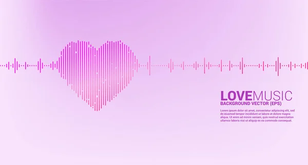 Sound Wave Heart Icon Musik Equalizer Hintergrund Liebeslied Musik Visuelles — Stockvektor