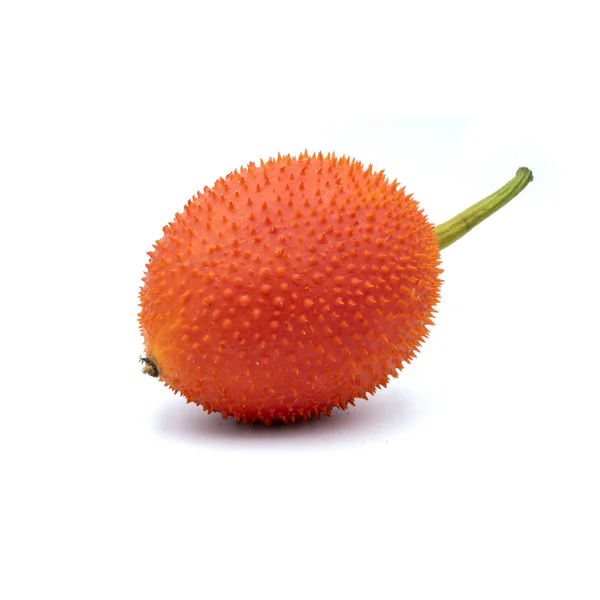 Momordica cochinchinensis fruit sur fond blanc . — Photo