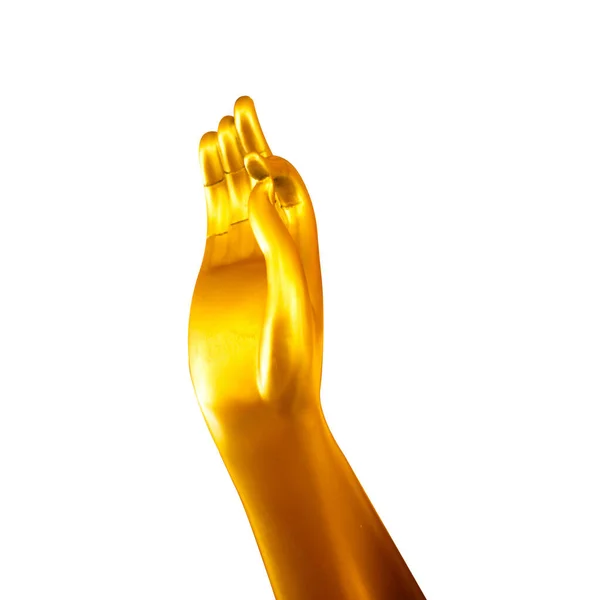 Picture hand Buddha gold statue isolated on white background ,th — Stock Photo, Image
