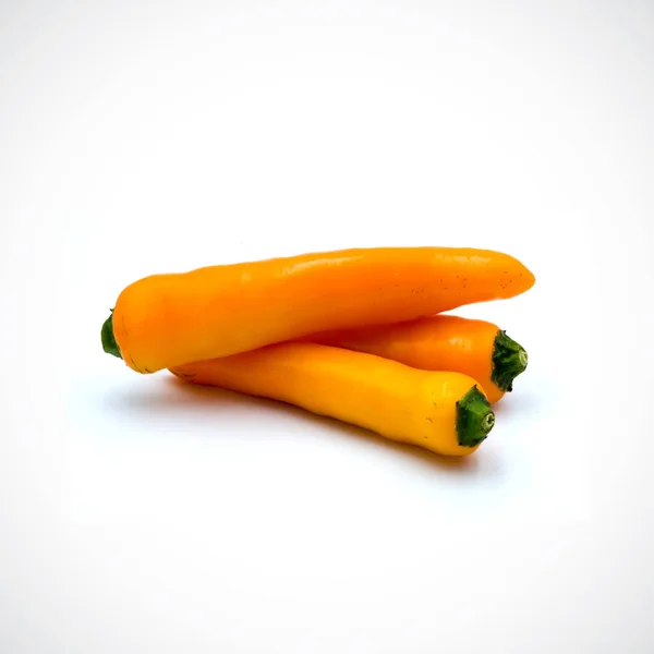 Żółty ostry pieprz chili izolowany na białym tle. — Zdjęcie stockowe