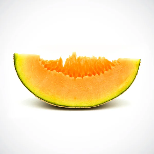 Melón Cantalupo, con carne de naranja en el Blackground Blanco . —  Fotos de Stock