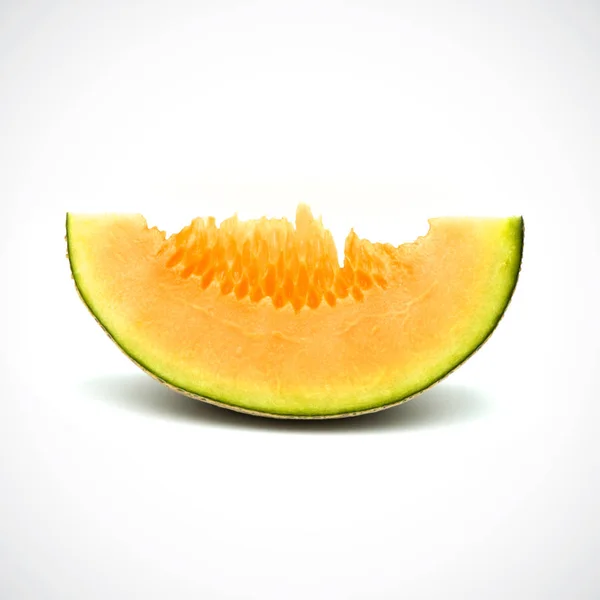 Melón Cantalupo, con carne de naranja en el Blackground Blanco . —  Fotos de Stock