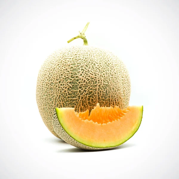 Cantaloupe Melon,with Orange flesh on the White Blackground. — 스톡 사진