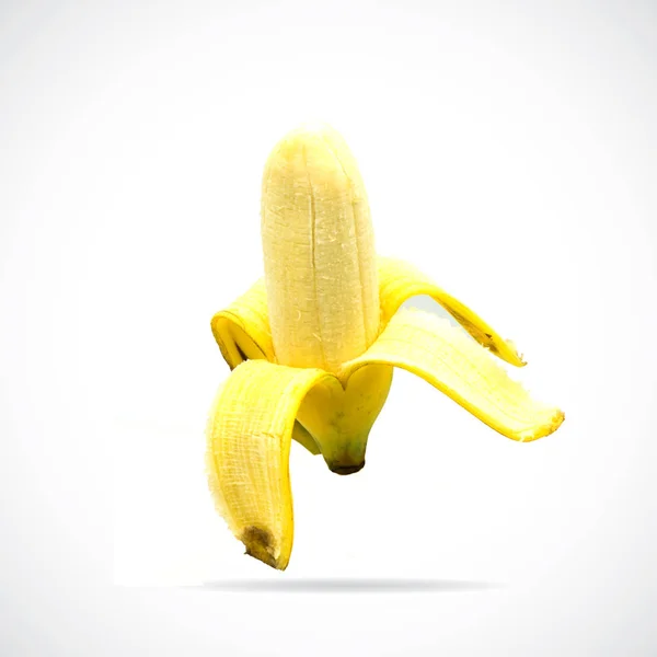 Peel the banana isolated on the white background. — 스톡 사진