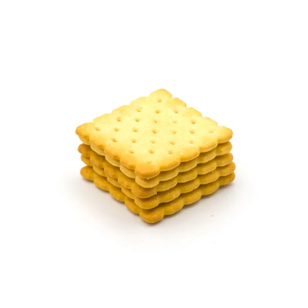 Stapel crackers geïsoleerd op de witte achtergrond — Stockfoto