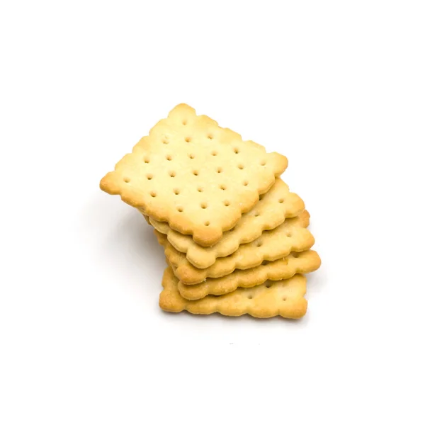 Stapel crackers geïsoleerd op de witte achtergrond — Stockfoto