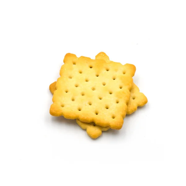 Stapel crackers geïsoleerd op de witte achtergrond — Stockfoto