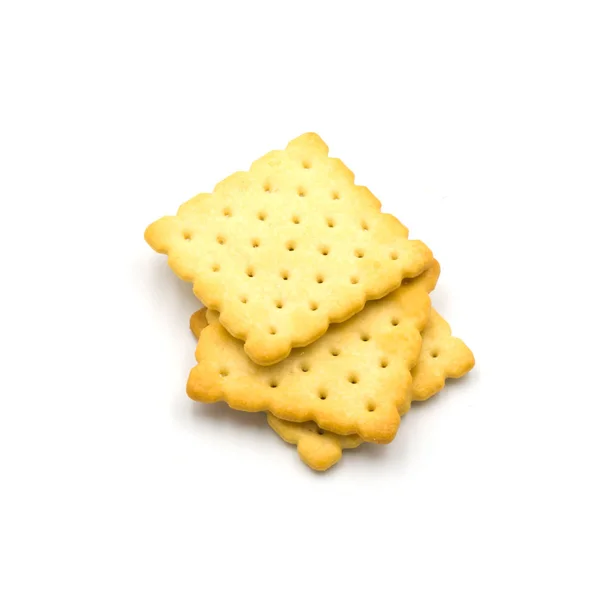 Stapel crackers geïsoleerd op de witte achtergrond — Stockfoto