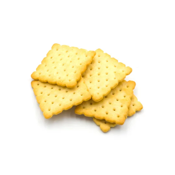 Stapel crackers geïsoleerd op de witte achtergrond — Stockfoto