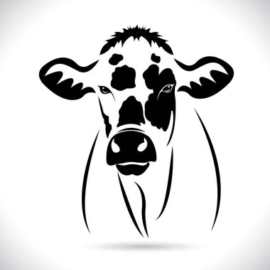İnek kafası tasarımı, logo tasarımı, çiftlik hayvanları, siyah beyaz resim, beyaz arka planda çizgi hayvanı..  