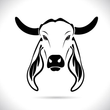 İnek kafası tasarımı, logo tasarımı, çiftlik hayvanları, siyah beyaz resim, beyaz arka planda çizgi hayvanı..  