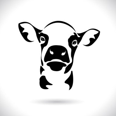 İnek kafası tasarımı, logo tasarımı, çiftlik hayvanları, siyah beyaz resim, beyaz arka planda çizgi hayvanı..  