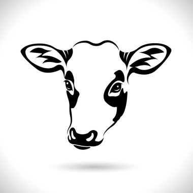 İnek kafası tasarımı, logo tasarımı, çiftlik hayvanları, siyah beyaz resim, beyaz arka planda çizgi hayvanı..  