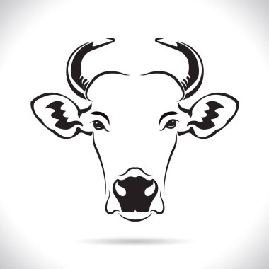 İnek kafası tasarımı, logo tasarımı, çiftlik hayvanları, siyah beyaz resim, beyaz arka planda çizgi hayvanı..  