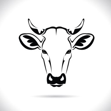 İnek kafası tasarımı, logo tasarımı, çiftlik hayvanları, siyah beyaz resim, beyaz arka planda çizgi hayvanı..  