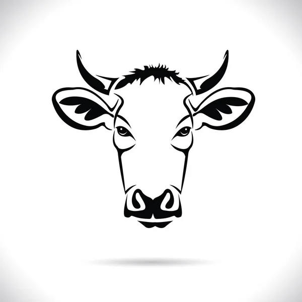 画像のベクトル牛の頭のデザイン ロゴデザイン ファーム動物 黒と白の画像 ライン動物 白い背景に — ストックベクタ