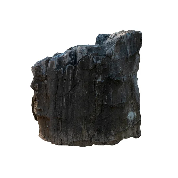 Großer Stein Braun Moorholz Isoliert Auf Weißem Hintergrund — Stockfoto