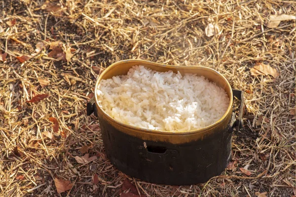 Acampar Cocinar Alimentos Vacaciones Niños Áreas Rurales — Foto de Stock