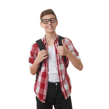 Sevimli genç çocuk beyaz izole arka plan üzerinde