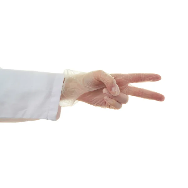 Γιατρός θηλυκό χέρι πάνω από το λευκό φόντο απομονωμένες — Φωτογραφία Αρχείου