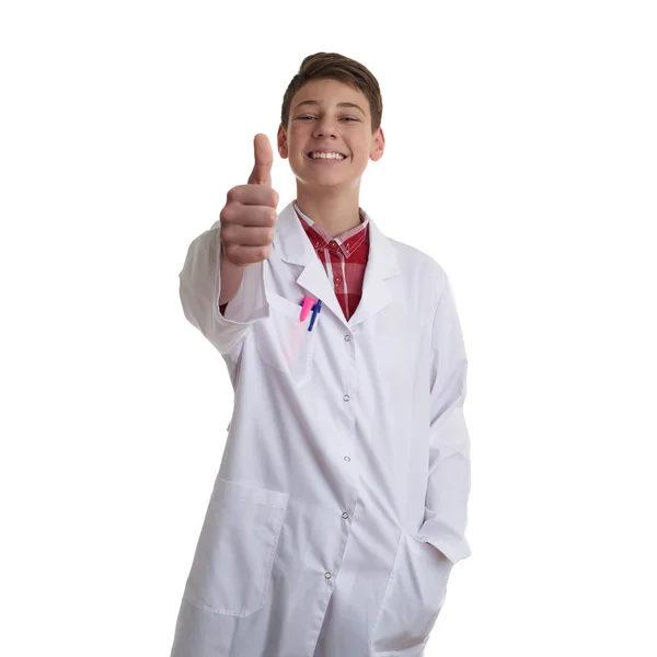 Lindo adolescente chico sobre blanco aislado fondo — Foto de Stock