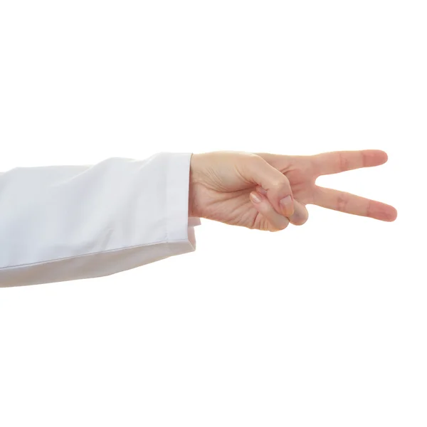 Médico mano femenina sobre fondo blanco aislado — Foto de Stock