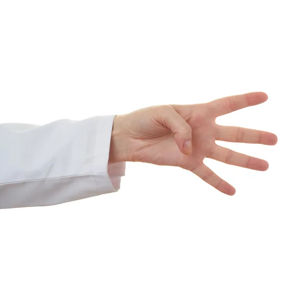 Doctor female hand over white isolated background — Stock Photo, Image