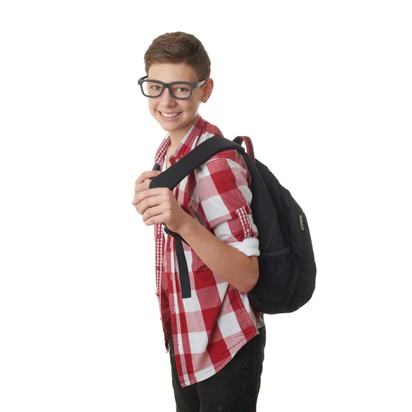 Bonito adolescente menino sobre branco isolado fundo — Fotografia de Stock