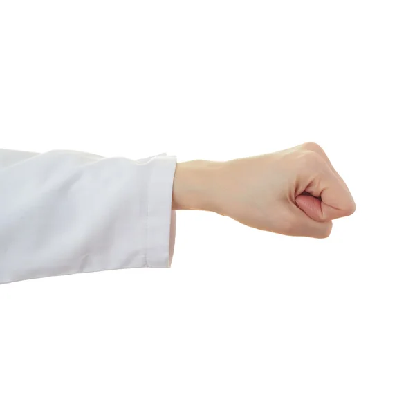 Médico mão feminina sobre fundo isolado branco — Fotografia de Stock