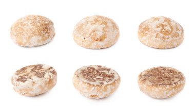 Beyaz arka plan üzerinde izole küçük kek gingerbread kümesi