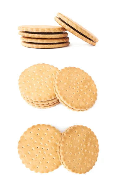 Montón de galletas aisladas sobre el fondo blanco —  Fotos de Stock