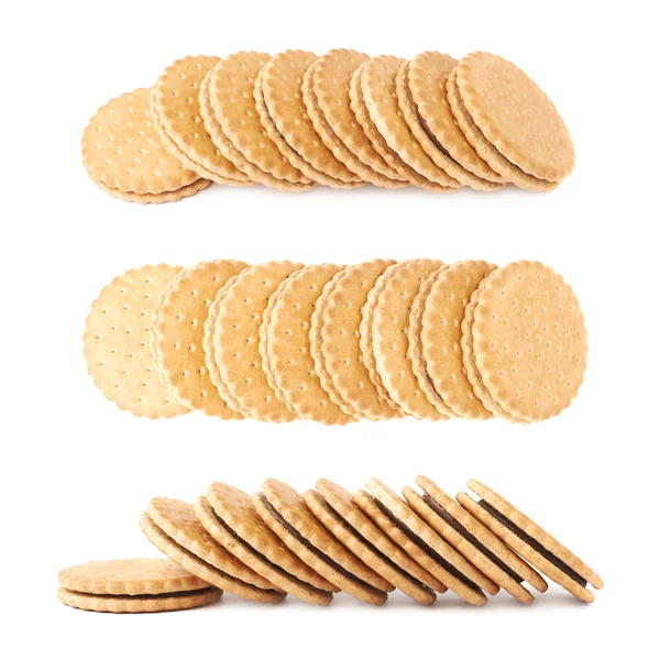 Stapel van cookies geïsoleerd op de witte achtergrond — Stockfoto
