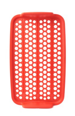 Beyaz arka plan üzerinde izole kırmızı plastik gıda konteyner kafes