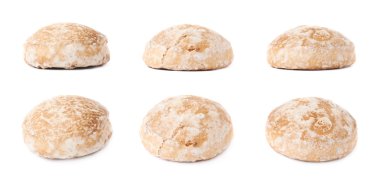 Beyaz arka plan üzerinde izole küçük kek gingerbread kümesi