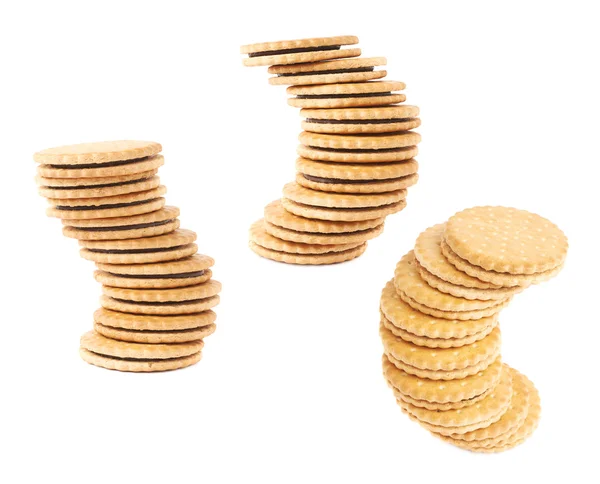 Montón retorcido de galletas aisladas sobre el fondo blanco —  Fotos de Stock