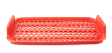 Beyaz arka plan üzerinde izole kırmızı plastik gıda konteyner kafes