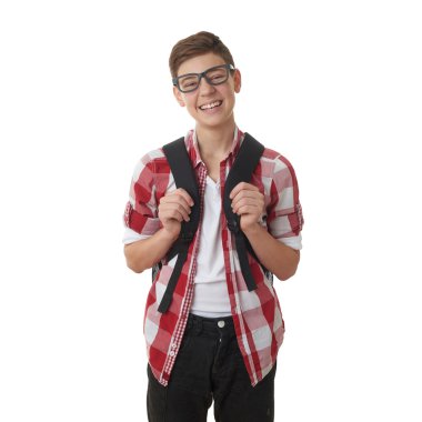 Sevimli genç çocuk beyaz izole arka plan üzerinde