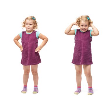 İzole beyaz arka plan üzerinde duran genç kız