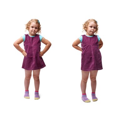 İzole beyaz arka plan üzerinde duran genç kız