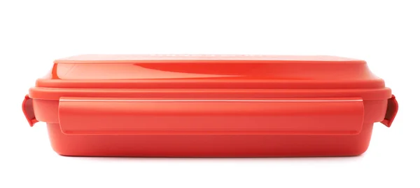 Recipiente de plástico vermelho isolado sobre o fundo branco — Fotografia de Stock