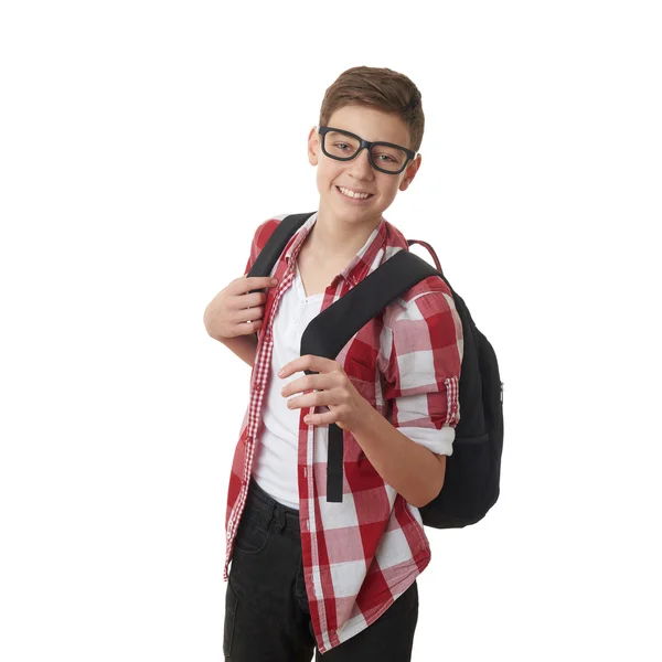 Bonito adolescente menino sobre branco isolado fundo — Fotografia de Stock