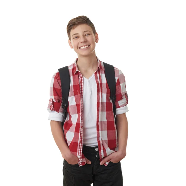 Cute remaja laki-laki atas latar belakang putih terisolasi — Stok Foto