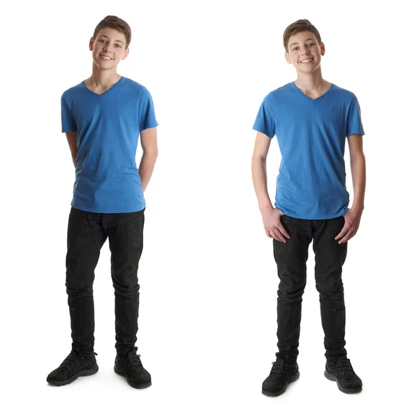 Set von niedlichen Teenager Junge über weißen isolierten Hintergrund — Stockfoto