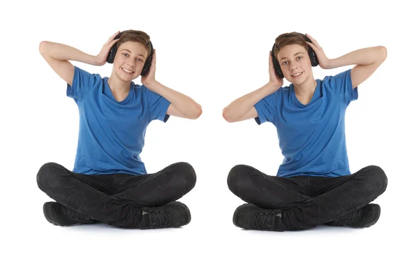 Verzameling van cute tiener jongen over witte geïsoleerde achtergrond — Stockfoto