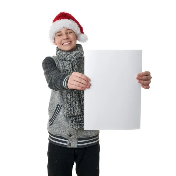 Niedlicher Teenager Junge in grauem Pullover über weißem isoliertem Hintergrund — Stockfoto