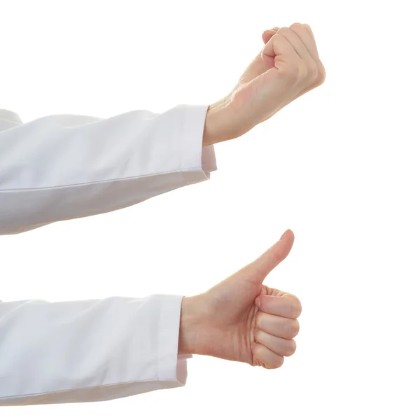 Conjunto de doctor mano femenina sobre fondo aislado blanco — Foto de Stock